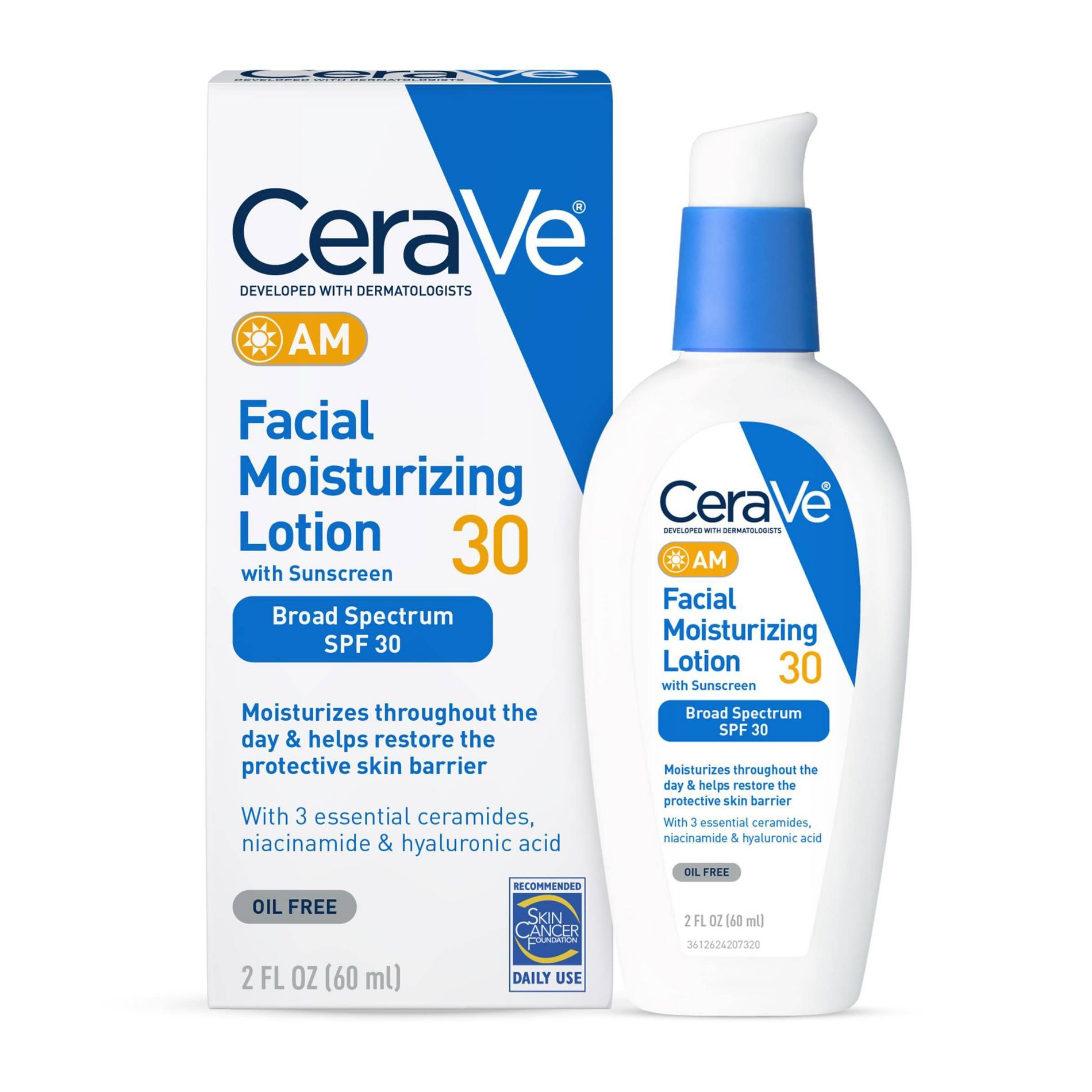 CeraVe Face Moisturizer with Sunscreen, AM Facial Moisturizing Lotion for Normal to Dry Skin - SPF 30