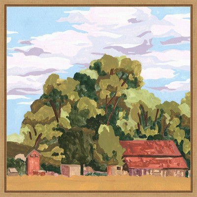 House in Village II Realism Art Canvas Print with Maple Frame