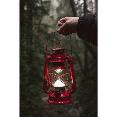 Classic Red 9" LED Oil Lantern Design with Dimmer Switch