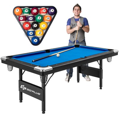 Costway 6 FT Billiard Table 76 Inch Foldable Pool Table Perfect for Kids and Adults Blue