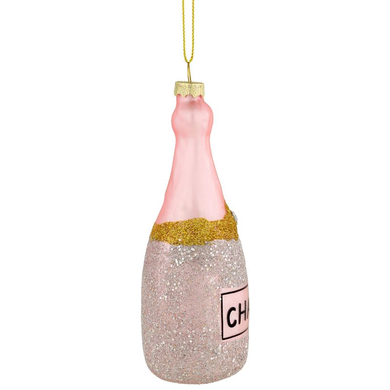 Northlight 5.5" Glittered Champagne Bottle Glass Christmas Ornament, 3 of 6