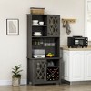 HOMCOM 72" Kitchen Pantry, Buffet with Hutch, Cupboard for Microwave, with 2 Door Cabinet, Wine Glasses Rack and 12-Bottle Wine Rack, Dark Grey - 3 of 4