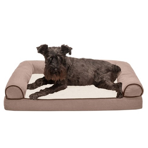 FurHaven Faux Fleece & Chenille Soft Woven Orthopedic Sofa Dog Bed