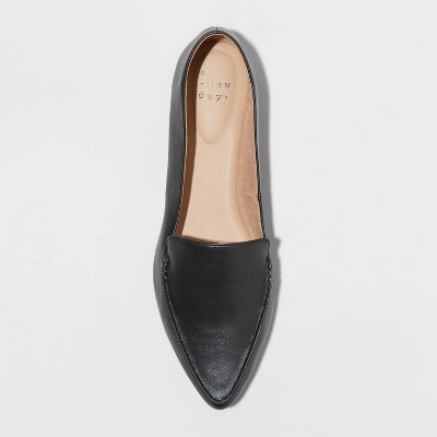 womens wide width black loafers