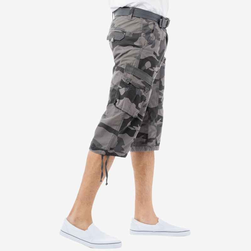 X RAY Men’s Belted 18 Inch Below Knee Long Cargo Shorts, 3 of 5