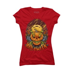 Junior's Design By Humans halloween By arjanaproject T-Shirt - 1 of 3