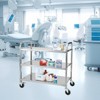 3-Tier Stainless Steel Utility Cart, Metal Cart with Silent Brake Wheels and Ergonomic Handle - 3 of 4