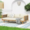 VisioGear Daybed, 3 Seater Daybed Conversation Set with Rattan Arms, Beige, 67.5"*32"*24.25" - 2 of 4