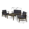 GDFStudio Abena Outdoor Acacia Wood 4 Seater Chat Set with Cushions - 3 of 4
