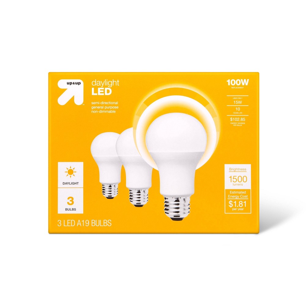 LED 100W 3pk Daylight CA Light Bulbs - up & up