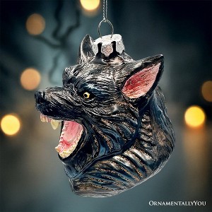 Classic Werewolf Horror Theme Glass Ornament, Vintage Halloween Tree Decoration| OrnamentallyYou - 1 of 4