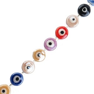 Crystal Lane DIY Designer 7in Bead Strand Ceramic Flat Round Eye Mixed Colors 10x6mm - 1 of 4