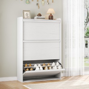 Acekool Wooden Shoe Cabinet, Flip Drawers, Adjustable Shelves, Space-Saving Hidden Shoe Organizer for Entryway, Hallway - 1 of 4