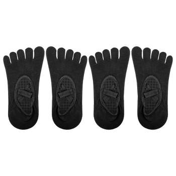 SIEYIO Women Men Grippy Yoga Crew Socks with Grippers Solid Color 5 Toe  Separator Non Slip Sticky Hosiery for Barre Pilates 
