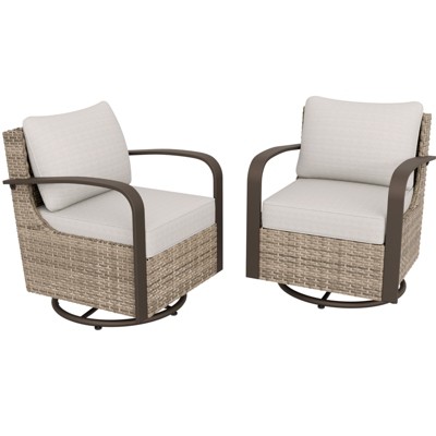 EAGLE PEAK Coastal Vista Outdoor Swivel Wicker Rocker Chair, Patio Glider Rocking Chair