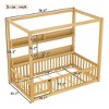 KWPZQEB Twin/Full Size Bed with Canopy, Wood Floor Bed Frame with Bookshelves & Safety Guardrail, Montessori Bed for Kids, No Spring Box Needed - 4 of 4
