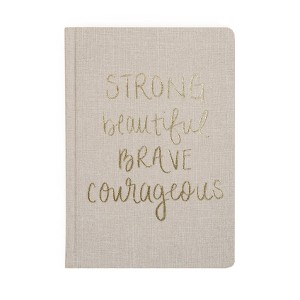 Sweet Water Decor Dream Strong Beautiful Brave Courageous, Tan and Gold Fabric Journal - 1 of 4