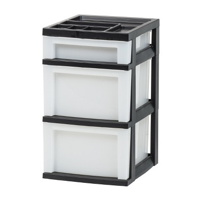 Black and Pearl 3-Drawer Plastic Storage Organizer