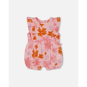 Deux Par Deux Printed Muslin Dress - Pink And Coral Flowers