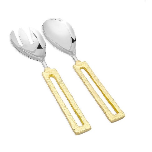 Classic Touch Set of 2 Salad Servers with Square Gold Loop Handles - image 1 of 3