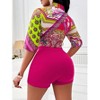 Mocamel Boho Patchwork Print Shirt & Biker Shorts Set - Night Out Casual Outfit - 3 of 4