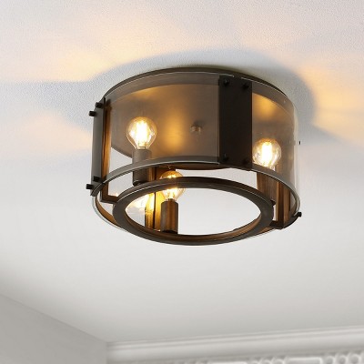 Olen 14" Black and Chrome Glass LED Flush Mount