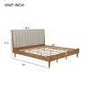 Modern Bed Frame with Upholstered Headboard, Sturdy Platform Bed Frame with Solid Wood Legs for Bedroom – The Pop Home - 4 of 4