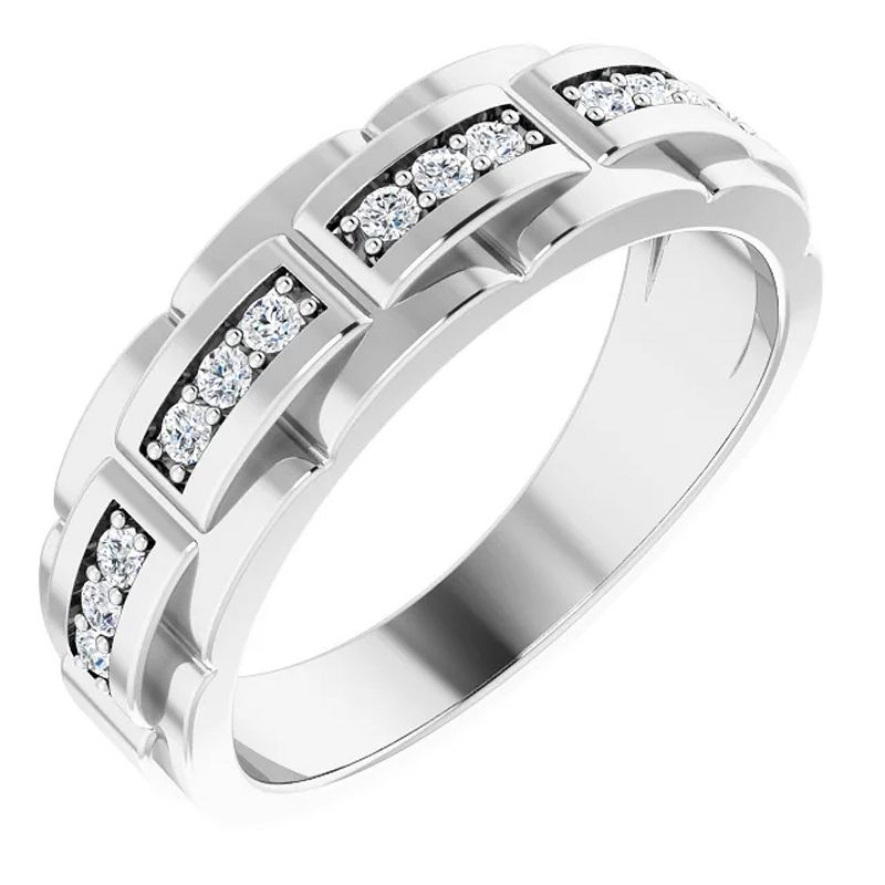 Pompeii3 1/3 Ct Mens Lab Created Diamond Wedding Ring White Gold Anniversary Band, 2 of 6