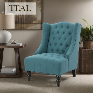 Hrinhom 27.3" W Mid-Century Modern Reading Chair,Upholstered Accent Chair,Wingback Chair With Solid Wood Legs - 1 of 4