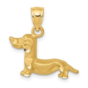 Black Bow Jewelry 14k Yellow Gold Satin and Diamond Cut Dachshund Pendant - 1 of 4