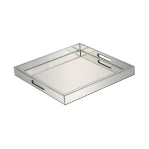 2" x 20" Modern Wood and Mirror Tray Silver - Olivia & May - 1 of 4