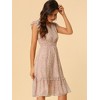 Allegra K Women's Floral Flutter Sleeves V Neck Smocked Ruffle Sundresses - 2 of 4