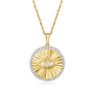 Ross-Simons 0.25 ct. t.w. Diamond Evil Eye Medallion Pendant Necklace in 18kt Gold Over Sterling - 1 of 3