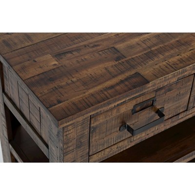 Rustic Acacia Wood 50" Sofa Table with Storage in Distressed Brown