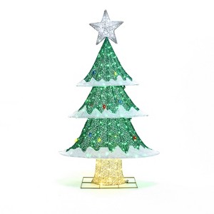 LuxenHome Lighted Green Christmas Tree Indoor and Outdoor Holiday Decoration - 1 of 4