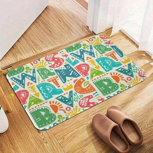 Colorful English Alphabet Letters Bathroom Rugs Winter Bath Mat Absorbent Non Slip Bathroom Mat Christmas Soft Floor Carpet 16x20 Inches - 1 of 1