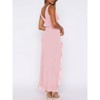Women Sexy V Neck Sleeveless Ruffle Hem Bodycon Maxi Casual Backless High Slit Cocktail Party Dress - 3 of 4