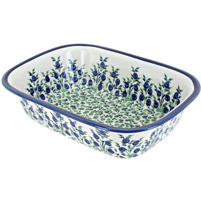 Blue Rose Polish Pottery Porcelain Vine Loaf Baker : Target