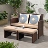 Sunsitt 3pc Wicker Outdoor Patio Loveseat with Ottoman Brown - 2 of 4