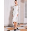 INSPIRE CHIC Women's Floral Lace V Neck Long Sleeve Cocktail Wedding Bodycon Dress - 3 of 4
