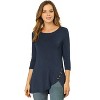 Allegra K Women's 3/4 Sleeve Round Neck Button Decor Casual Stretchy Tunic Tops - 4 of 4