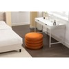 CAVINAS Storage Bench Ottoman with Storage Velvet Round Footstool with Wooden Shelving - 3 of 4