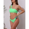 INSPIRE CHIC Women's 3D Rose Floral One Shoulder Ribbed Bikini Sets, Triangle Bottoms Swimwear Bathing Suits 1 Set - 2 of 4