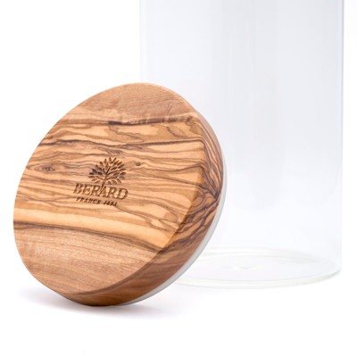 Elegant Borosilicate Glass Jar with French Olive Wood Lid, 900ml