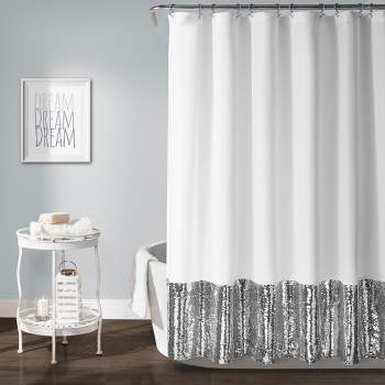 Mermaid Sequins Spa Shower Curtain Silver - Lush Décor