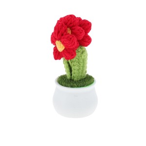 Unique Bargains Artificial Plants Hand-Knit Puff Flower Pot DIY Kit Yarn 1.97"x1.97"x5.51" 1 Pcs - 1 of 4