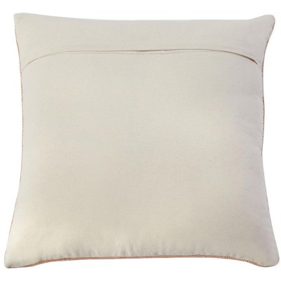 Apricot Cotton Embroidered Boho-Chic Throw Pillow 18"