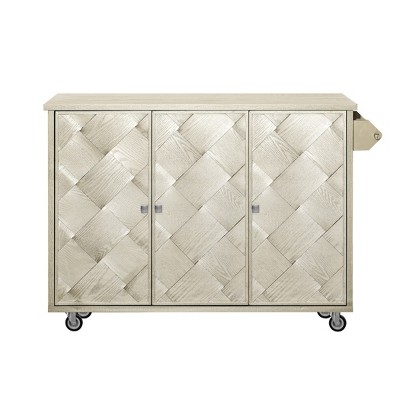 Rolling Kitchen Island, with Spice Rack, Towel Rack, Open Side Racks, Power Outlet and Storage Drawers, Multiple Design Styles and Color Combinations