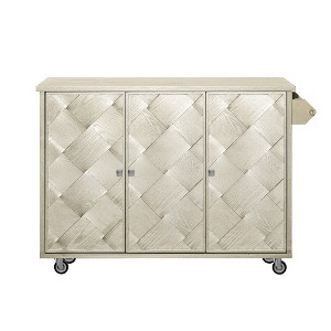 Rolling Kitchen Island, with Spice Rack, Towel Rack, Open Side Racks, Power Outlet and Storage Drawers, Multiple Design Styles and Color Combinations - 1 of 4