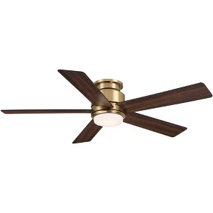Casa Vieja 52" Grand Palm Modern Indoor Outdoor Ceiling Fan 5 Blade LED Light Remote Control Soft Brass Finish Bedroom Patio Hugger Damp Rated - 1 of 4